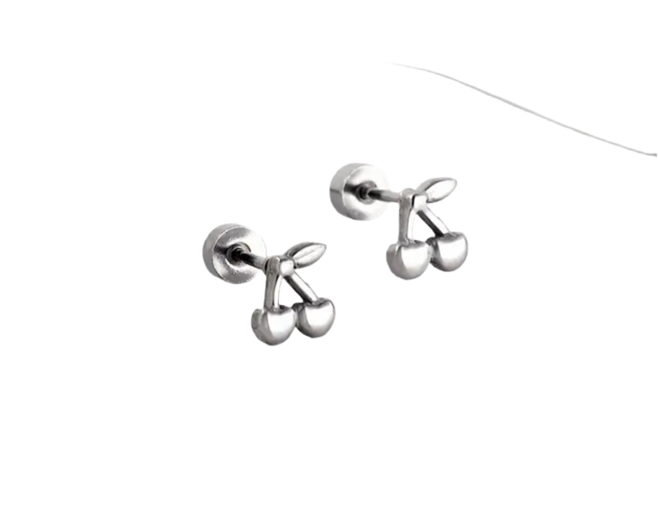 Silver cherry studs