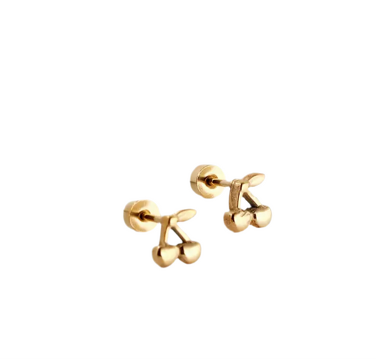 Gold cherry studs