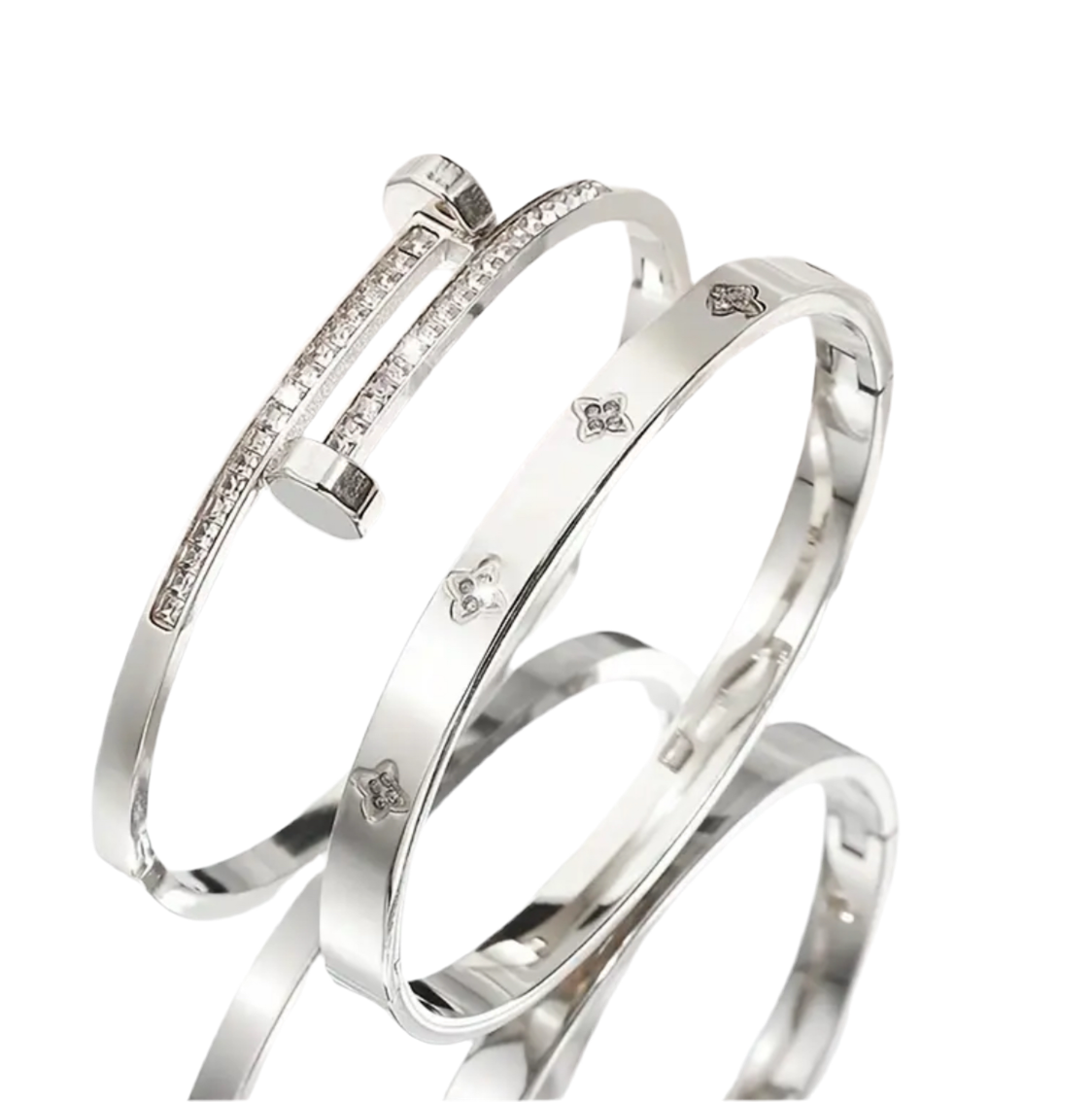 2 sparkling bangle silver